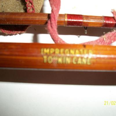 Impregnated Tomkin Cane rod 3 pieces in original case
