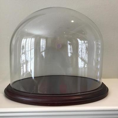 Blown Glass Oval Dome w/Wood Base (12â€w x 10â€h x 8â€d - including base)