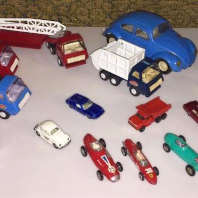 Vintage toy vehicles, including Tonka, Matchbox and Corgi