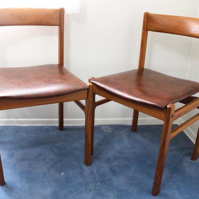 Vintage Wood Chairs with leather seat.