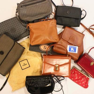 Vintage handbags, including Fendi and Burberry