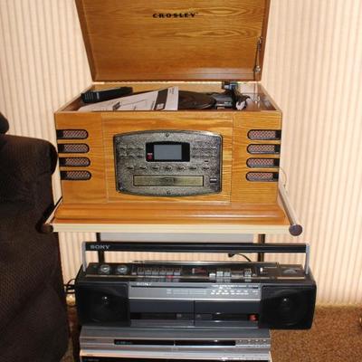Crosley CR79 4-in-1 Entertainment Center (CD/Cassette/LP/Radio), Portable Sony CFS-W301 Soundrider FM/AM Stereo Cassette-corder, Sony...