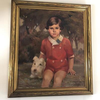 Oil portrait of a child by Sascha Lautman (1901-1995)