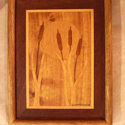 Decorative handmade marquetry inlay wall art by Robert A. Kitchens