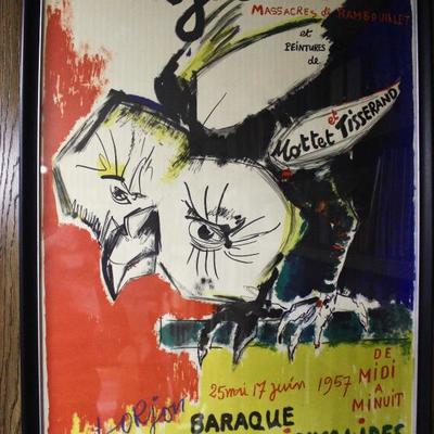 Signed Bernard Lorjou (1908-1986) lithograph from his 1957 show 