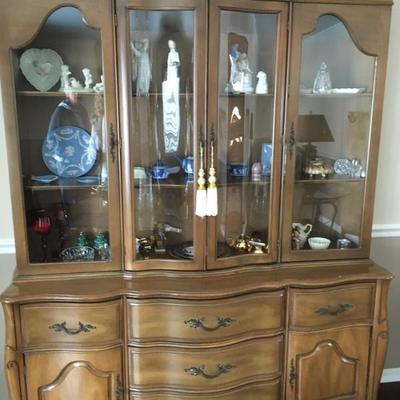 vintage china cabinet and matching dining table
