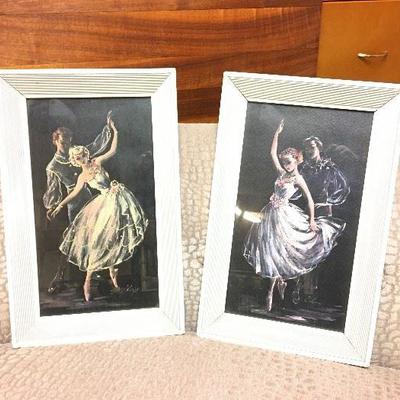 Pair of lovely mid-century ballet dancer prints by Cherie