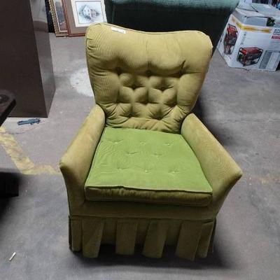 Vintage Green Corduroy Arm Chair.