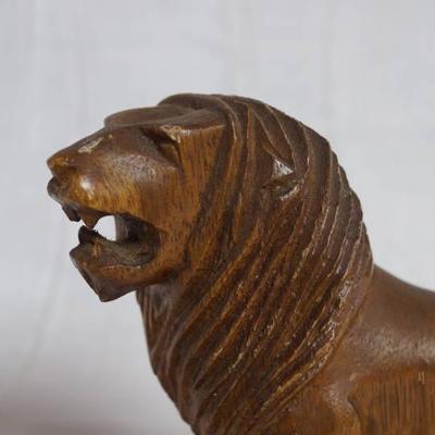 Wooden Lion Figurine - King of the Jungle