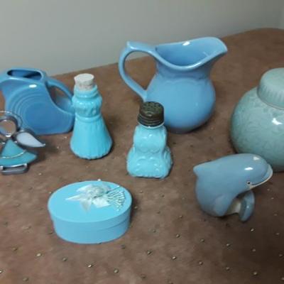 Light blue glass and small items