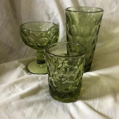 Retro Green Thumbprint Glassware $6 (each - twenty-three assorted available)