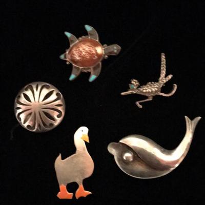 Vintage .925 Brooches -  Goose $22 - Gothic Dome $28 - Tortoise $44  - Roadrunner $40
Whale $60