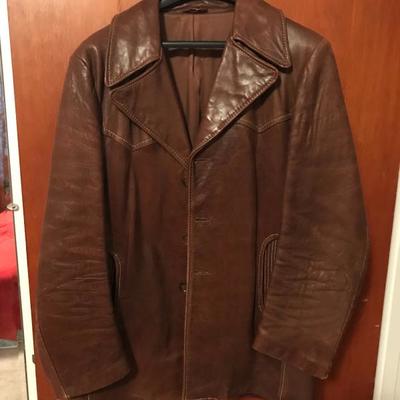 â€˜70â€™s Retro Leather Coat (size 42) $90