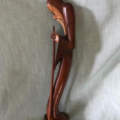 Hand Carved Monk (14.5â€ h)  $28