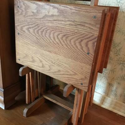 Handcrafted Solid Oak Camp or TV Tables w/Stand $80 (set of four)