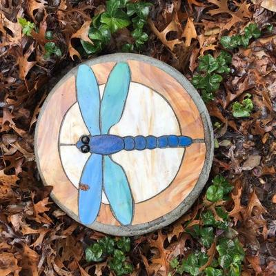 Stained Glass on Concrete 12â€dia Stepping Stone $20