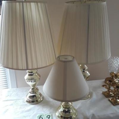 Brass lamps pair, single arm lamp