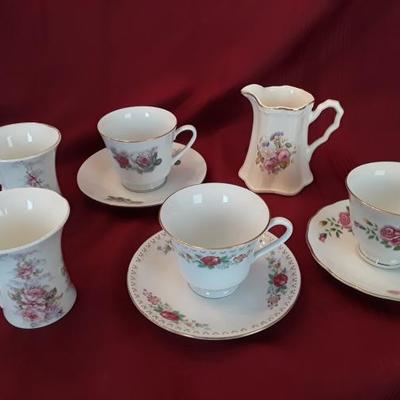 China tea cups, mugs and creamer