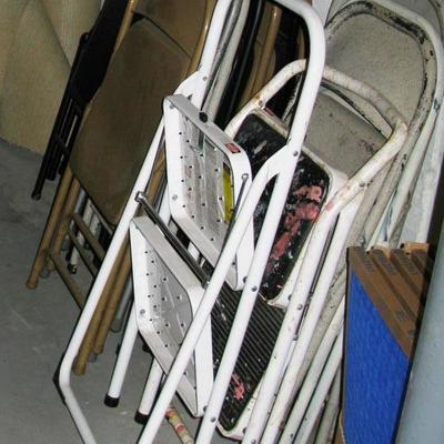 assorted folding chairs