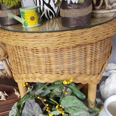 Wicker table with glass $48