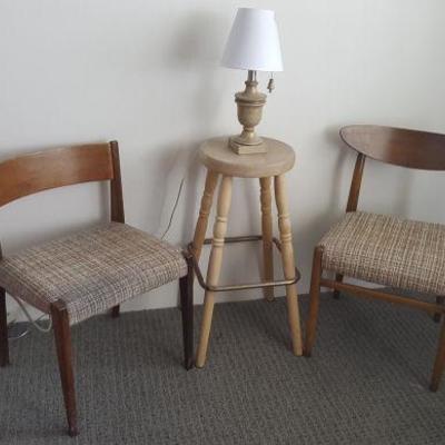 PPM002 Vintage Contemporary Wood Chairs, Stool & Lamp
