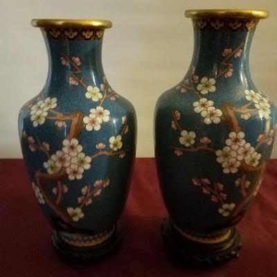Two Blue Asian Vases