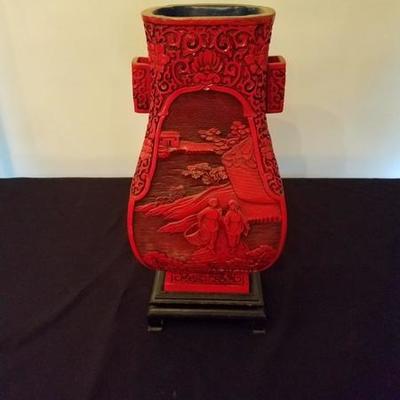 Asian Cinnabar Vase