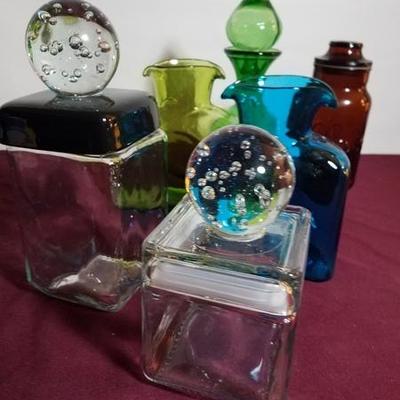 Colorful Glass Decanters and Canisters