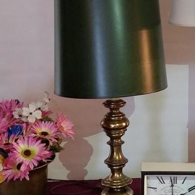 Asian Brass Planter, Clocks, & Brass Lamp