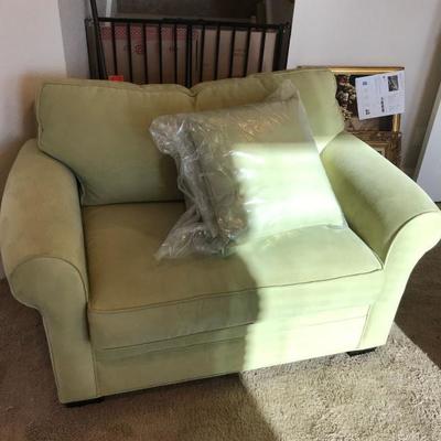 SUPER Light Lime Green Chair & 1/2 with matching pillows (still in plastic!)