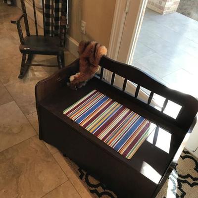 Vintage Toy Chest and Child's Rocking Chair