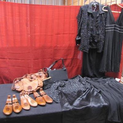 Black Dresses, Purses & Shoe Tree