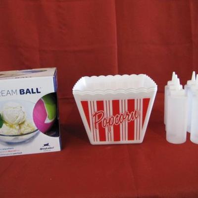 Popcorn & Ketchup Containers, Ice Cream Ball