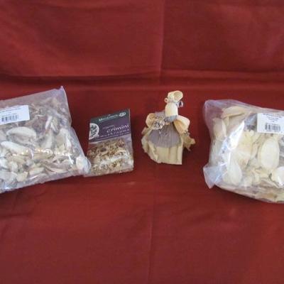 Corn Silk Doll and Dried Mushrooms