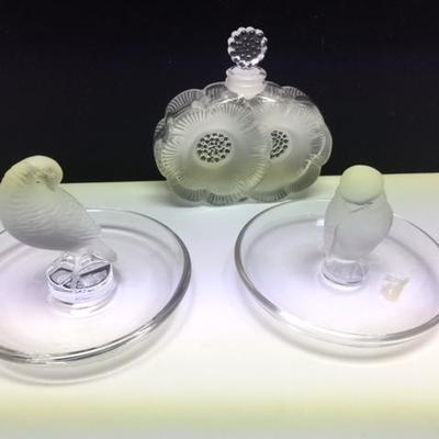 Lalique France Crystal Perfume/Pin Trays