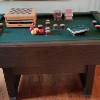 Bumper pool table with accessories