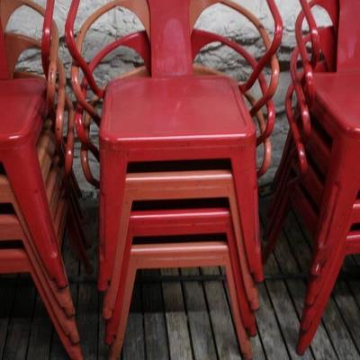 Red Patio Chairs - Metal -4