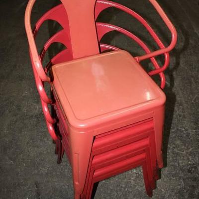 Red Patio Chairs - Metal -4