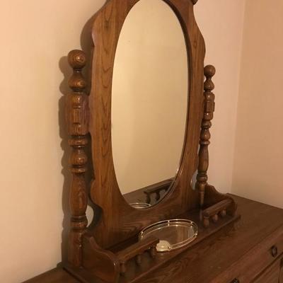Solid Oak Oval Superstructure Mirror (37”w x 47.5”h x 10”d - overall)  $120