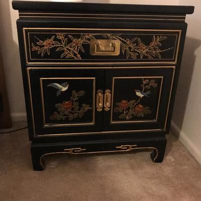 Chinoiserie Hand Painted Night Stand (22.5”w x 25”h x 16.5”d)  $180