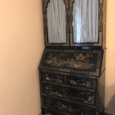 Chinoiserie Hand Painted Drop Front Desk (37â€w x 79â€h x 17.5â€d) $600