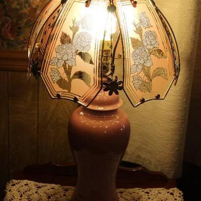 Set of 2 Lamps w/ Glass Shades- Very Pretty Floral ...