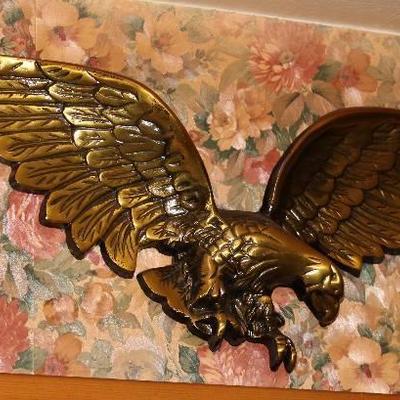Metal Eagle Wall Decor w/ Brass Finish- 26 Inches ...