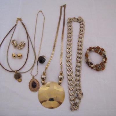 Gold & Brown Costume Jewelry