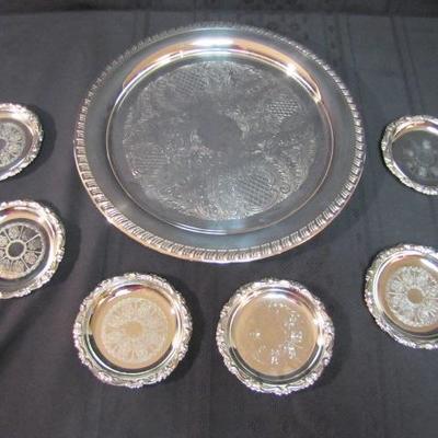 Silver Plate Tray + Coasters
