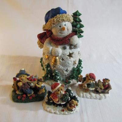 Teddy Bear & Snowman Christmas Decor