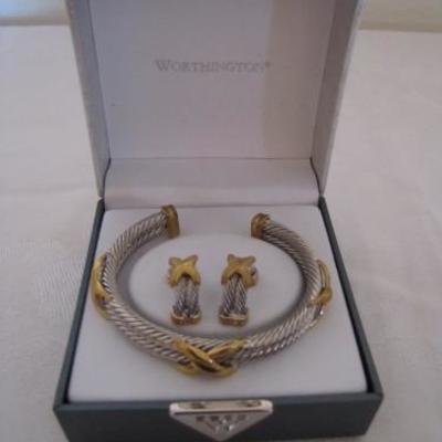 Worthington Bracelet & Pierced Earings Set
