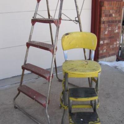 Vintage Step Stool & Vintage Ladder