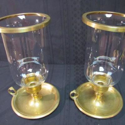 x2 Brass & Glass Candle Lamps