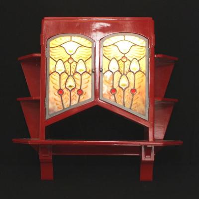 Art Deco Hanging Wall Cabinet w/leaded glass